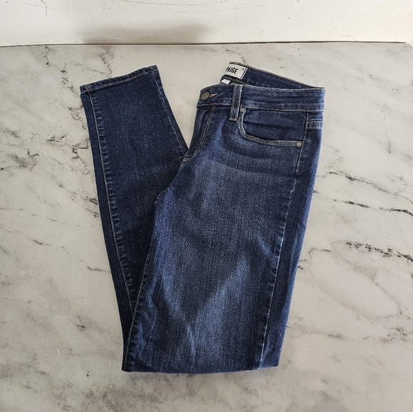 Paige Kylie Crop Blue Mid Rise Distressed Jeans 29 Preowned - Picture 3 of 8